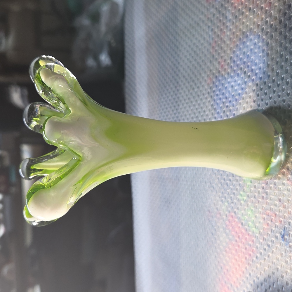 Available- VTG Mid-Century Modern Swung Green & White Mini Vase Moreno Style.5"